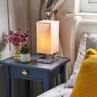 EONLION Pink Square Touch Bedside Table Lamp with LED Bulb
