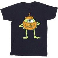 Disney Boy's Mike Pumpkin Cotton Halloween T-Shirt in Navy | Size: 7-8 Years