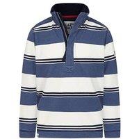 Lazy Jacks Boy's Striped Pique Sweatshirt in Mid Blue | Size: 5-6 Years