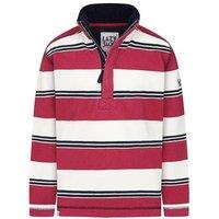 Lazy Jacks Boy's Striped Pique Sweatshirt in Dark Pink | Size: 5-6 Years