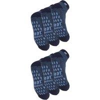 Heat Holders Men's 6 Pairs 2.3 TOG Non Slip Low Cut Ankle Thermal Slipper Socks in Mid Navy | Size: 12-14