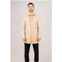 Infinity Leather Men's Wool Blend Classic Collar Overcoat in Beige | Size: 38R