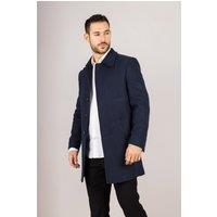Infinity Leather Men's Wool Blend Classic Collar Overcoat in Blue | Size: 40R