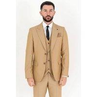 V2 Classic Men's Jude Three Piece Suit Sand in Light Tan | Size: 44R