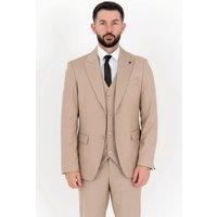 V2 Classic Men's Mark Three Piece Sand Suit in Beige | Size: 46R