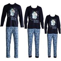 The Snowman Men's Polar Bear Christmas Long Pyjama Set in Blue | Size: 2XL