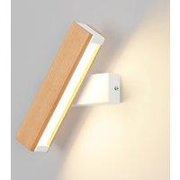 Pheashine Wood Rotatable LED Wall Sconce, 4W 3000K Warm Light 2158cm White Base in Brown