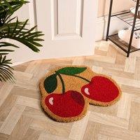 OHS Cherry Shaped Coir Doormat Spring Novelty Non Slip Door Rug | Size: 50 cm x 50 cm