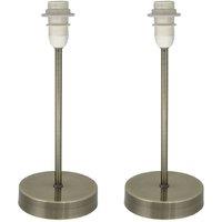 First Choice Lighting Set of 2 Antique Brass Stick Table Lamps Base Only in Bronze