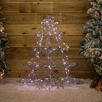Samuel Alexander 90cm Light up Grey Rattan Christmas Tree with 120 White & Warm White LEDs