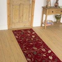 runrug Hallway Carpet Runner Rug - Soft & Comfy, 9mm - 'Scroll' in Red | Size: 60 cm x 180 cm