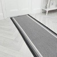 runrug Carpet Runner Rug - Indoor/Outdoor, Reversible, 2mm - 'Geo' in Black | Size: 60 cm x 150 cm