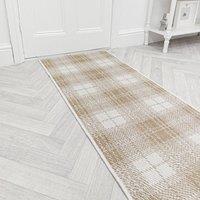 runrug Carpet Runner Rug - Indoor/Outdoor, Reversible, 2mm - 'Plaid' in Brown | Size: 60 cm x 150 cm