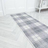 runrug Carpet Runner Rug - Indoor/Outdoor, Reversible, 2mm - 'Plaid' in Grey | Size: 60 cm x 150 cm