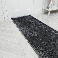runrug Carpet Runner Rug - Indoor/Outdoor, Reversible, 2mm - 'Tapestry' in Black | Size: 60 cm x 150 cm