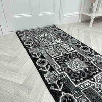 runrug Hallway Carpet Runner Rug - Soft & Comfy, 9mm - 'Abstract' in Black | Size: 60 cm x 150 cm
