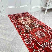 runrug Hallway Carpet Runner Rug - Soft & Comfy, 9mm - 'Abstract' in Red | Size: 60 cm x 180 cm