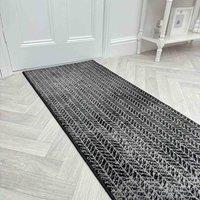 runrug Hallway Carpet Runner Rug - Soft & Comfy, 9mm - 'Empire' in Black | Size: 60 cm x 150 cm