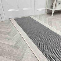 runrug Carpet Runner Rug - Indoor/Outdoor, Reversible, 2mm - 'Vichy' in Black | Size: 60 cm x 150 cm