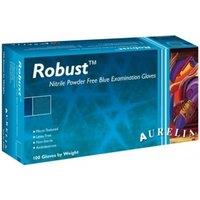 Aurelia Robust Nitrile Powder Free Disposable Examination Gloves (Pack Of 100) in Blue | Size: Small