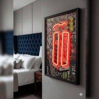 HOME LUXE INTERIOR London Telephone Box Neon LED Wall Art - 40x60cm Urban Canvas USB | Size: 40x60 cm