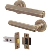 AFIT Antique Brass Door Handle Latch Set Internal Door Handle Latch 1 Pack in Bronze | Size: 150mm x 150mm