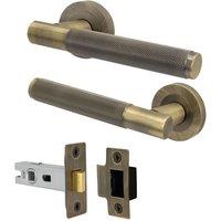 AFIT Antique Brass Door Handle Latch Set Internal Knurled Textured 1 Pack in Bronze | Size: 150mm x 150mm