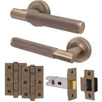 AFIT Antique Brass Door Handle Latch Set Handle with Latch Hinges 1 Pack in Bronze | Size: 150mm x 150mm