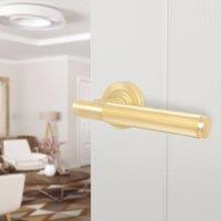 AFIT Brass Fire Door Handle Satin Brass Internal Lever On Rose 1 Pack in Gold | Size: 150mm x 150mm