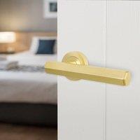 AFIT Brass Fire Door Handle Satin Brass Internal Lever On Rose 1 Pack in Gold | Size: 150mm x 150mm