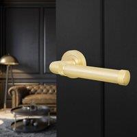 AFIT Brass Door Handle Satin Brass Internal Lever On Rose Door Handle in Gold | Size: 150mm x 150mm