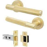 AFIT Brass Door Handle Latch Set Satin Brass Internal Latch 1 Pack in Gold | Size: 150mm x 150mm
