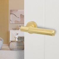 AFIT Brass Door Handle Satin Brass Internal Lever On Rose 1 Pack in Gold | Size: 150mm x 150mm