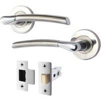 AFIT Chrome Door Handle, Satin Nickel Feature Lever For Doors, Latch in Silver | Size: 150mm x 150mm