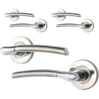 AFIT Chrome Door Handle, Satin Nickel Feature Lever For Doors Pack of 3 in Silver | Size: 150mm x 150mm
