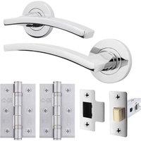 AFIT Chrome Door Handle Latch Set Polished Chrome Door Handle Latch Hinges in Silver | Size: 150mm x 150mm