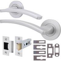 AFIT Satin Fire Door Handle Latch Set Satin Chrome Internal with Latch in Silver | Size: 150mm x 150mm