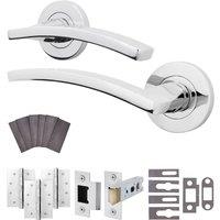 AFIT Chrome Fire Door Handle Latch Set Polished Chrome Internal Latch Hinge in Silver | Size: 150mm x 150mm