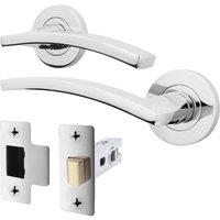 AFIT Chrome Door Handle Latch Set Polished Chrome Door Handle, Latch in Silver | Size: 150mm x 150mm