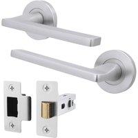 AFIT Satin Door Handle Latch Set Satin Chrome Internal Door Handle + Latch in Silver | Size: 150mm x 150mm