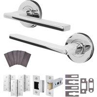AFIT Chrome Fire Door Handle Latch Set Polished Chrome Internal Latch Hinge in Silver | Size: 150mm x 150mm