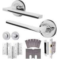 AFIT Chrome Fire Door Handle Bathroom Set Polished Chrome Latch Lock in Silver | Size: 150mm x 150mm