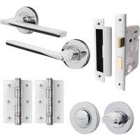 AFIT Chrome Door Handle Bathroom Set Polished Chrome Latch Bathroom Lock in Silver | Size: 150mm x 150mm