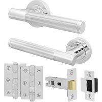 AFIT Chrome Door Handle Latch Set Polished Chrome Door Handle Latch Hinges in Silver | Size: 150mm x 150mm