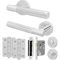 AFIT Chrome Door Handle Bathroom Set Polished Chrome Bathroom Lock Hinges in Silver | Size: 150mm x 150mm
