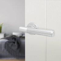 AFIT Chrome Fire Door Handle Polished Chrome Internal Lever On Rose 1 Pack in Silver | Size: 150mm x 150mm