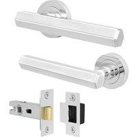 AFIT Chrome Door Handle Latch Set Polished Chrome Door Handle, Latch in Silver | Size: 150mm x 150mm