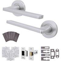 AFIT Satin Fire Door Handle Latch Set Satin Chrome Internal + Latch Hinges in Silver | Size: 150mm x 150mm