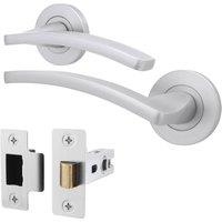 AFIT Satin Door Handle Latch Set Satin Chrome Internal Door Handle + Latch in Silver | Size: 150mm x 150mm