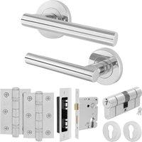 AFIT Polished Chrome Door Handle Euro Lock Cylinder Handle Locks Hinges in Silver | Size: 150mm x 150mm